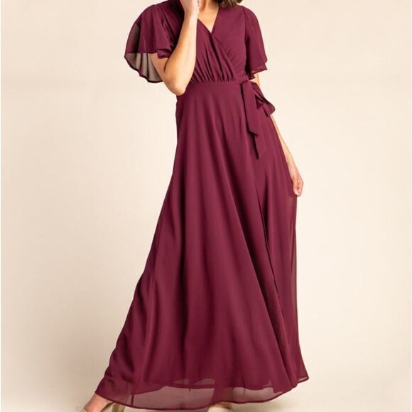 Arbor Naples Wrap Dress in Maroon / Burgundy  / Bordeaux - Picture 1 of 11